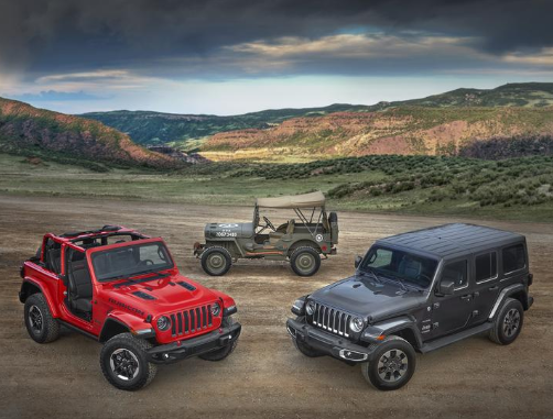 2018 Jeep® Wrangler Rubicon, 1944 Jeep Willys-Overland MB and 2018 Jeep Wrangler Sahara (1)